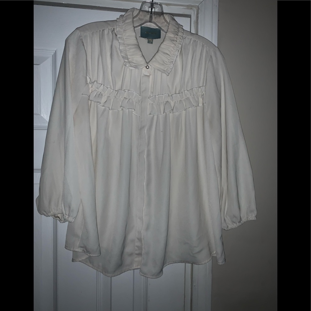 Gorgeous Skies Are Blue Cream Blouse, Size Small